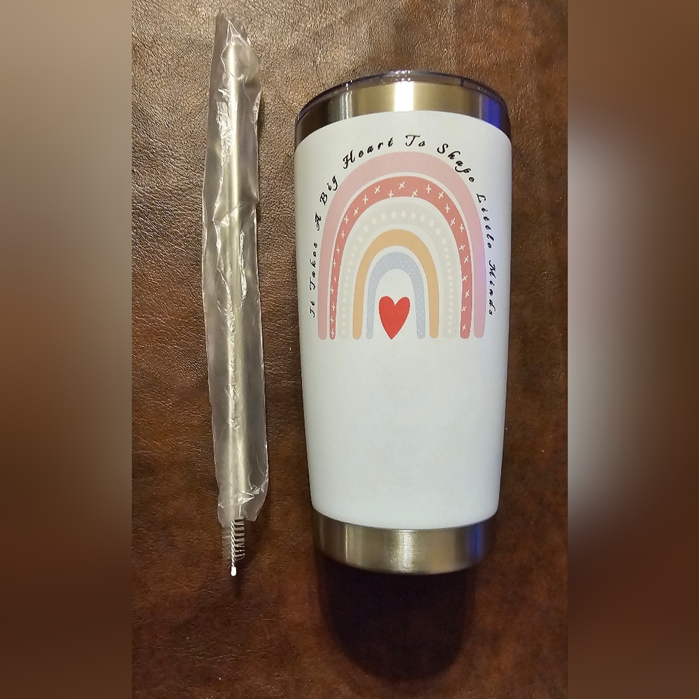 Teacher Drink Mug with Straw and Cleaner
